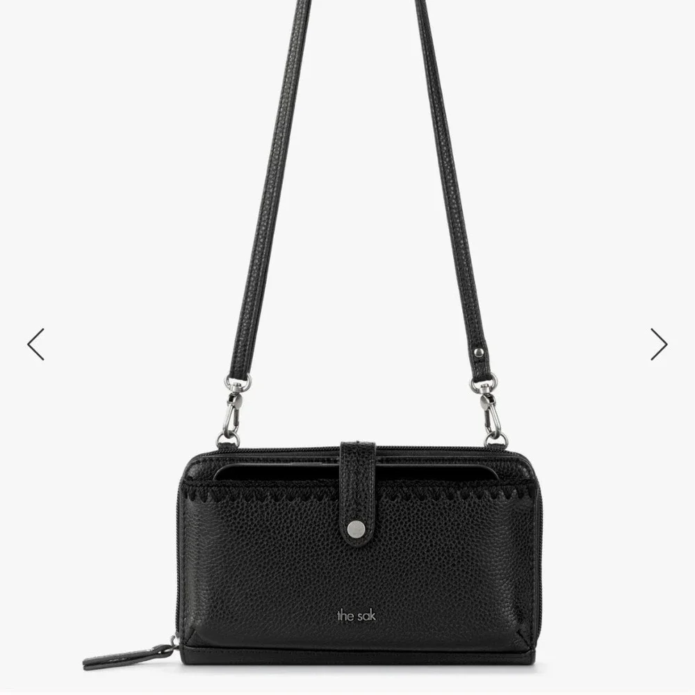 The‎ Sak Iris Smartphone Crossbody Bag Womens Small Black Leather New Wallet